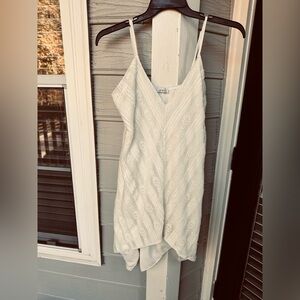 Y2K European Greek Anel Lace Dress Slip Cotton Women’s White Asymmetrical S